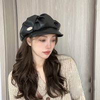 Women's Elegant Sweet Solid Color Button Curved Eaves Eaveless Floppy Hat main image 10