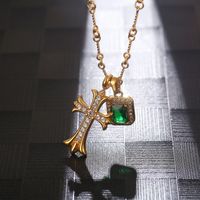 Simple Style Commute Cross 304 Stainless Steel Inlay Rhinestones 18K Gold Plated Women's Pendant Necklace sku image 2