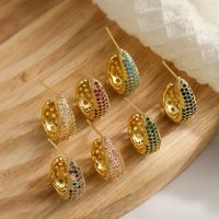 1 Pair Simple Style Commute Color Block Plating Inlay Copper Zircon 18k Gold Plated Ear Studs main image 1