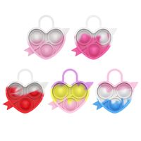 Cute Colorful Heart Silicone Squeeze Bracelet Pressure Reduction Toy sku image 6