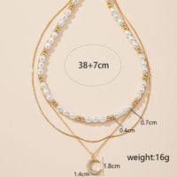 Fashion Pearl Level Necklace Moon Rhinestone Pendant Simple Temperament Chain main image 5