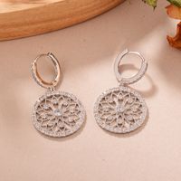 1 Pair Simple Style Lotus Plating Hollow Out Inlay Copper Zircon White Gold Plated Drop Earrings main image 1