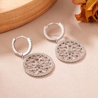 1 Pair Simple Style Lotus Plating Hollow Out Inlay Copper Zircon White Gold Plated Drop Earrings main image 6