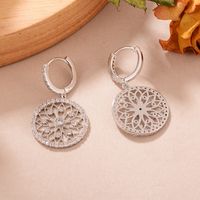 1 Paire Style Simple Lotus Placage Évider Incruster Le Cuivre Zircon Or Blanc Plaqué Boucles D'oreilles main image 4