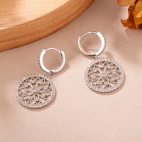 1 Paire Style Simple Lotus Placage Évider Incruster Le Cuivre Zircon Or Blanc Plaqué Boucles D'oreilles main image 5