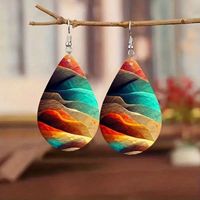 1 Pair Retro Simple Style Color Block Pu Leather Drop Earrings main image 3