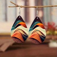 1 Pair Retro Simple Style Color Block Pu Leather Drop Earrings main image 5