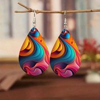 1 Pair Retro Simple Style Color Block Pu Leather Drop Earrings main image 4