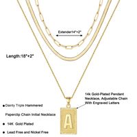 Hip-hop Cool Style Letter Rectangle Copper Plating 14k Gold Plated Layered Necklaces main image 3