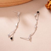 1 Pair Simple Style Curve Tassel Tassel Plating Inlay Copper Zircon White Gold Plated Drop Earrings main image 5