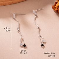 1 Pair Simple Style Curve Tassel Tassel Plating Inlay Copper Zircon White Gold Plated Drop Earrings main image 2