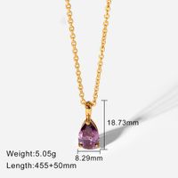 201 Stainless Steel 304 Stainless Steel Glass Gold Plated Casual Simple Style Plating Water Droplets Zircon Pendant Necklace main image 2