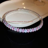 Glam Shiny Oval Copper Plating Inlay Zircon White Gold Plated Choker sku image 1