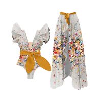 Women's Beach Flower Ruffles One Piece Swimwear main image 6