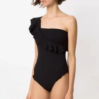 Women's Simple Style Color Block Ruffles Hollow Out One Piece Swimwear main image 3
