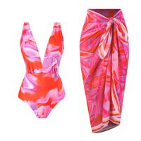 Women's Beach Color Block Printing One Piece Swimwear main image 2