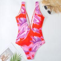 Women's Beach Color Block Printing One Piece Swimwear main image 4