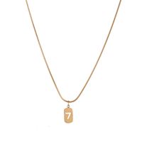304 Stainless Steel 18K Gold Plated Simple Style Plating Hollow Out Number Square Pendant Necklace main image 8