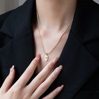 304 Stainless Steel 18K Gold Plated Simple Style Plating Hollow Out Number Square Pendant Necklace main image 4