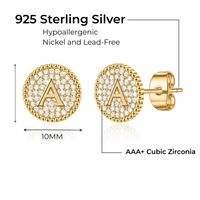 1 Pair Elegant Shiny Round Letter Plating Inlay Copper Zircon 14k Gold Plated Ear Studs main image 2