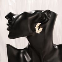 1 Pair Casual Elegant Flower Plating Alloy Rhinestones Pearl 14k Gold Plated Ear Studs main image 5