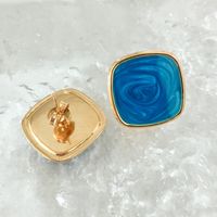 1 Pair Simple Style Artistic Commute Square Enamel Plating 304 Stainless Steel 14K Gold Plated Ear Studs main image 3
