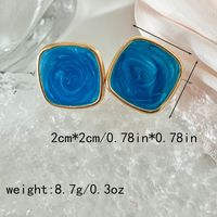 1 Pair Simple Style Artistic Commute Square Enamel Plating 304 Stainless Steel 14K Gold Plated Ear Studs main image 2