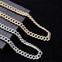 Hip-hop Solid Color Alloy Plating Inlay Rhinestones White Gold Plated Gold Plated Men's Bracelets Necklace main image 3