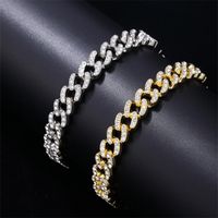 Hip-hop Solid Color Alloy Plating Inlay Rhinestones White Gold Plated Gold Plated Men's Bracelets Necklace main image 1