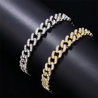 Hip-hop Solid Color Alloy Plating Inlay Rhinestones White Gold Plated Gold Plated Men's Bracelets Necklace main image 9