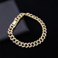 Hip-hop Solid Color Alloy Plating Inlay Rhinestones White Gold Plated Gold Plated Men's Bracelets Necklace main image 7