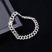 Hip-hop Solid Color Alloy Plating Inlay Rhinestones White Gold Plated Gold Plated Men's Bracelets Necklace main image 8