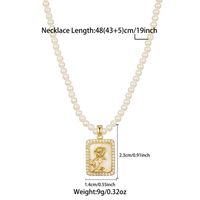 Vintage Style Flower Stainless Steel Imitation Pearl Beaded Plating 18k Gold Plated Pendant Necklace sku image 1