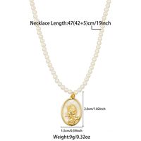 Vintage Style Flower Stainless Steel Imitation Pearl Beaded Plating 18k Gold Plated Pendant Necklace sku image 2
