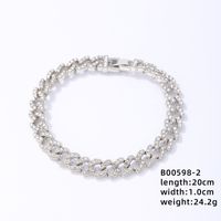 Hip-hop Solid Color Alloy Plating Inlay Rhinestones White Gold Plated Gold Plated Men's Bracelets Necklace sku image 2