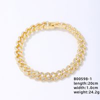Hip-hop Solid Color Alloy Plating Inlay Rhinestones White Gold Plated Gold Plated Men's Bracelets Necklace sku image 1