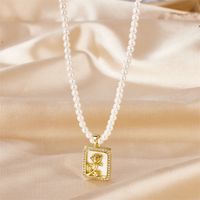 Vintage Style Flower Stainless Steel Imitation Pearl Beaded Plating 18k Gold Plated Pendant Necklace main image 7