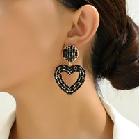 1 Pair Elegant Luxurious Lady Heart Shape Plating Inlay Zinc Alloy Rhinestones Drop Earrings main image 7