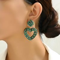 1 Pair Elegant Luxurious Lady Heart Shape Plating Inlay Zinc Alloy Rhinestones Drop Earrings main image 5