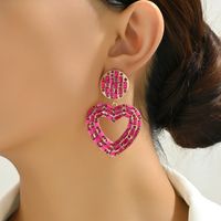 1 Pair Elegant Luxurious Lady Heart Shape Plating Inlay Zinc Alloy Rhinestones Drop Earrings main image 1