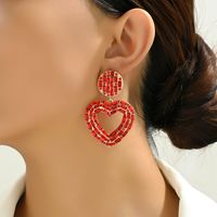1 Pair Elegant Luxurious Lady Heart Shape Plating Inlay Zinc Alloy Rhinestones Drop Earrings main image 6
