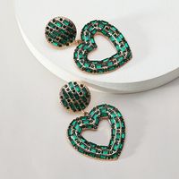 1 Pair Elegant Luxurious Lady Heart Shape Plating Inlay Zinc Alloy Rhinestones Drop Earrings sku image 3