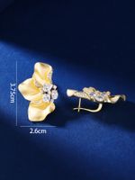 1 Pair Elegant Petal Plating Inlay Copper Zircon 18k Gold Plated Ear Studs main image 5