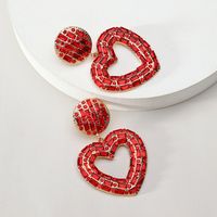 1 Pair Elegant Luxurious Lady Heart Shape Plating Inlay Zinc Alloy Rhinestones Drop Earrings sku image 4