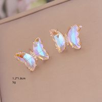 1 Paire Mode Papillon Le Cuivre Zircon Boucles D'oreilles main image 3