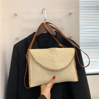 Women's Paper String Solid Color Vacation Square Magnetic Buckle Straw Bag main image 1