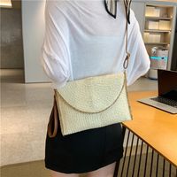 Women's Paper String Solid Color Vacation Square Magnetic Buckle Straw Bag main image 3