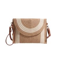 Women's Paper String Solid Color Vacation Square Magnetic Buckle Straw Bag main image 5
