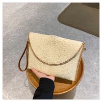 Women's Paper String Solid Color Vacation Square Magnetic Buckle Straw Bag sku image 1