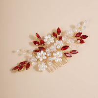 Women's Princess Wedding Geometric Color Block Artificial Pearl Alloy Glass Handmade Hair Combs sku image 2